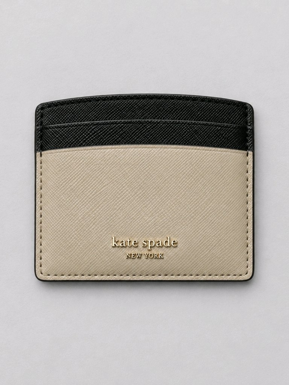kate spade Two-Tone Black & Beige Leather Card Holder